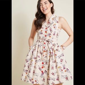 NWT ModCloth corgi button up shirt dress M RARE!!!